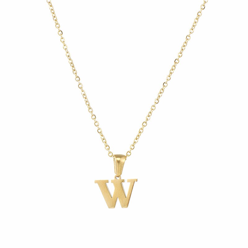 Gold color / 1 Piece Simple Series Simple Letter W Stainless Steel 18K Gold Plated Women's Pendant Necklaces Picture23